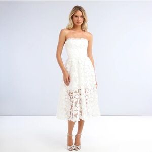 Helsi Florence Strapless 3D Leaf Motif & Sequin Flowy Midi Dress